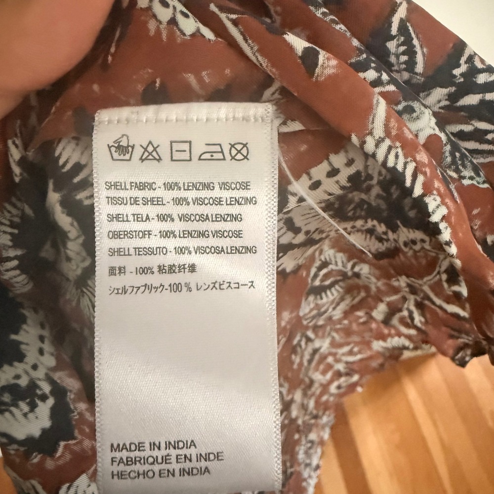 Cleobella Catalina Rust Floral Midi Dress Short Puff Sleeve Medium Boho Western - Picture 8 of 8